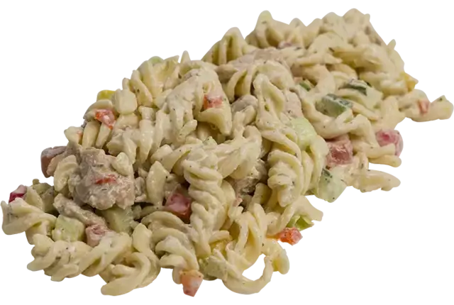 Pasta salade gerookte vega kip 1kg kist 6 stuks
